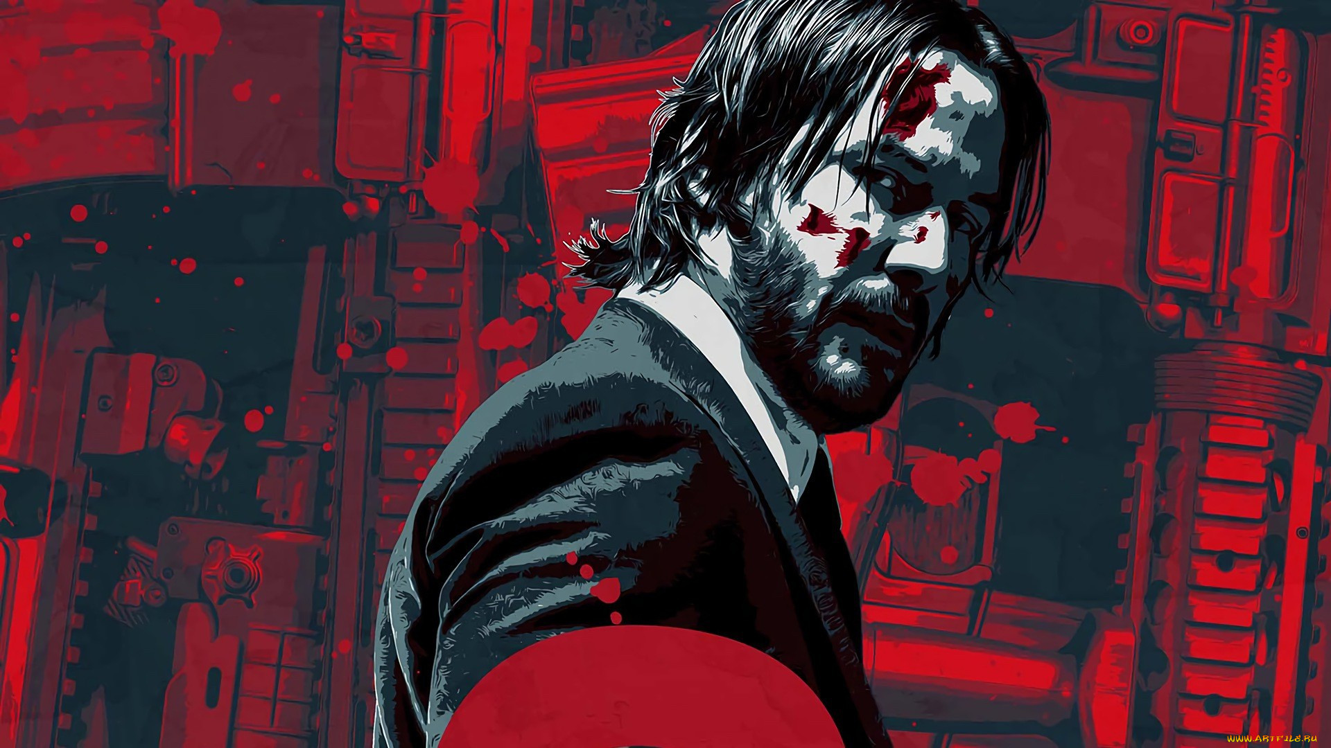 , , cinema, gun, blood, weapon, man, movie, film, rifle, keanu, reeves, powerful, strong, john, wick, 2, chapter